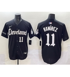 Men Cleveland Guardians 11 Jos E9 Ram EDrez Black Gothic Vapor Premier Limited Stitched Baseball Jersey