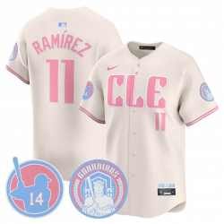 Men Cleveland Guardians 11 Jos E9 Ram EDrez Cream Bubblegum Pink 2025 Vapor Limited Stitched Baseball Jersey