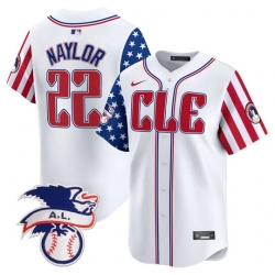 Men Cleveland Guardians 22 Josh Naylor White 2024 Fourth Of July Vapor Premier Limited Stitched Baseball Jersey