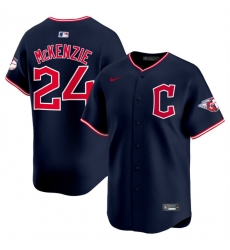 Men Cleveland Guardians 24 Triston McKenzie Navy 2025 Alternate Limited Stitched Baseball Jersey Men Cleveland Guardians 24 Triston McKenzie Navy 2025 Alternate Limited Stitched Baseball Jersey