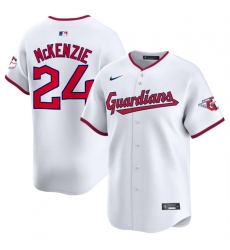 Men Cleveland Guardians 24 Triston McKenzie White Home Limited Stitched Baseball Jersey Men Cleveland Guardians 24 Triston McKenzie White Home Limited Stitched Baseball Jersey