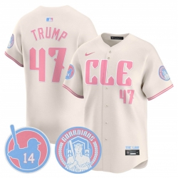 Men Cleveland Guardians 47 Donald Trump Cream Bubblegum Pink 2025 Vapor Limited Stitched Baseball Jersey