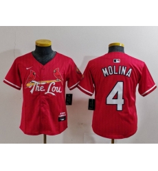 Youth St Louis Cardinals 4 Yadier Molina Red 2024 City Connect Limited Stitched Baseball Jersey Youth St Louis Cardinals 4 Yadier Molina Red 2024 City Connect Limited Stitched Baseball Jersey
