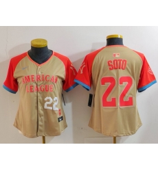 Women American League 22 Juan Soto Cream 2024 All Star Limited Stitched Baseball Jersey 1 Women American League 22 Juan Soto Cream 2024 All Star Limited Stitched Baseball Jersey 1