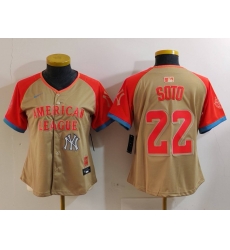 Women American League 22 Juan Soto Cream 2024 All Star Limited Stitched Baseball Jersey 3 Women American League 22 Juan Soto Cream 2024 All Star Limited Stitched Baseball Jersey 3