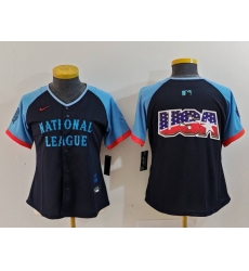 Women National League Navy 2024 All Star Big Logo Limited Stitched Baseball Jersey Women National League Navy 2024 All Star Big Logo Limited Stitched Baseball Jersey