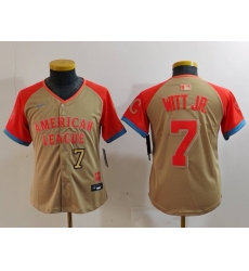 Youth American League 7 Bobby Witt Jr Cream 2024 All Star Limited Stitched Jersey 2 Youth American League 7 Bobby Witt Jr Cream 2024 All Star Limited Stitched Jersey 2
