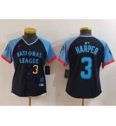 Youth National League 3 Bryce Harper Navy 2024 All Star Limited Stitched Baseball Jersey 8 Youth National League 3 Bryce Harper Navy 2024 All Star Limited Stitched Baseball Jersey 8