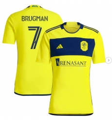Mens Nashville SC Gastón Brugman adidas Yellow 2024 The 615 Kit Replica Player Jersey
