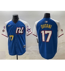 Men National League 17 Shohei Ohtani Blue Alternate 2025 All Star With Patch Edition Limited Stitched Baseball Jersey