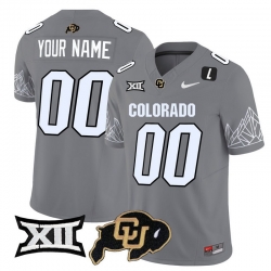 Men Women Youth Colorado Buffaloes Gray Vapor Limited Custom Jersey V2 Big 12 XII Patch All Stitched Black Patch