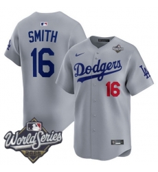 Men Los Angeles Dodgers 16 Will Smith 2025 World Series Cool Base Stitched Baseball Jersey Gray
