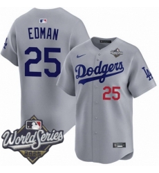 Men Los Angeles Dodgers 25 Tommy Edman 2025 World Series Cool Base Stitched Baseball Jersey Gray