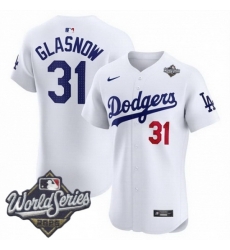 Men Los Angeles Dodgers 31 Tyler Glasnow 2025 World Series Cool Base Stitched Baseball Jersey White