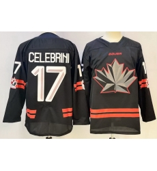 Men Canada Hockey 17 Macklin Celebrini Black Stitched Jersey