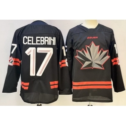 Men Canada Hockey 17 Macklin Celebrini Black Stitched Jersey