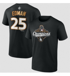 Men Los Angeles Dodgers 25 Tommy Edman Black 2025 World Series Champions Name  26 Number T Shirt