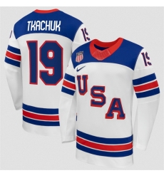 Men USA 19 Matthew Tkachuk White 2026 Stitched Jersey