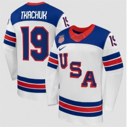 Men USA 19 Matthew Tkachuk White 2026 Stitched Jersey