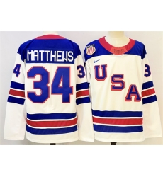 Men USA 34 Auston Matthews White 2025 2026 Stitched Jersey