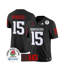 Men Indiana Hoosiers 15 Fernando Mendoza Black 2025 F U S E  Rose Bowl Stitched Football Jersey