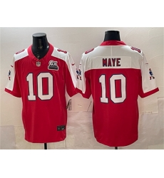Men New England Patriots 10 Drake Maye Red 2025 F U S E  1 Star C Patch And Super Bowl LX Patch  USA 250 Patch Vapor Limited Football Stitched Jersey