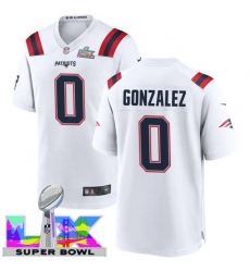 Men Women youth New England Patriots #0 Christian Gonzalez 2025 2026 Super Bowl LX F U S E Stitched NFL Jersey White