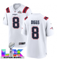Men Women youth New England Patriots #8 Stefon Diggs 2025 2026 Super Bowl LX F U S E Stitched NFL Jersey White