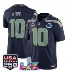 Men Seattle Seahawks 10 Cooper Kupp Navy 2025 F U S E Super Bowl LX Patch And 50th Season Patch Vapor Limited Stitched Football Jersey Men Seattle Seahawks 10 Cooper Kupp Navy 2025 F U S E Super Bowl LX Patch And 50th Season Patch Vapor Limited Stitched Football Jersey