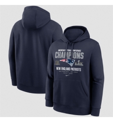 Men New England Patriots Navy 2025 AFC Champions Team Nation Hoodie