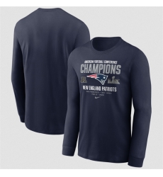 Men New England Patriots Navy 2025 AFC Champions Team Nation Long Sleeve T Shirt