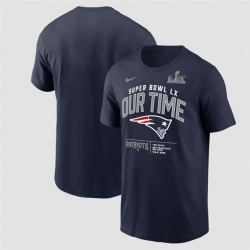 Men New England Patriots New England Patriots Navy 2025 Super Bowl LX Clear Sign T Shirt