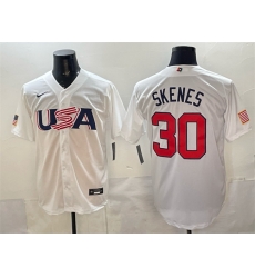 Men USA Baseball 30 Paul Skenes White World Baseball Classic Stitched Jersey