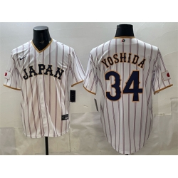 Men Japan Baseball  34 Masataka Yoshida White 2026 World Baseball Classic Home Stadium Stitched Jersey