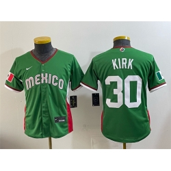 Youth Mexico Baseball  30 Alejandro Kirk Green 2026 World Baseball Classic Stadium Stitched Baseball Jersey