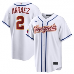 Men Venezuela Baseball  2 Luis Arraez White 2026 World Baseball Classic Home Stadium Stitched Jersey