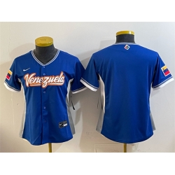 Youth Venezuela Baseball Blank Royal 2026 World Baseball Classic Road Stadium Stitched Baseball Jersey